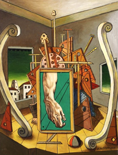 キリコ作品 (「ダヴィデ」の手がある形而上的室内) 画像